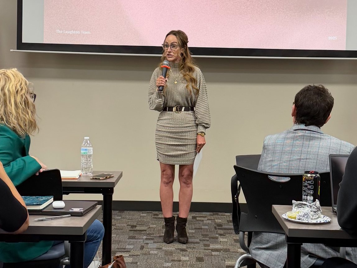 Stacey Melton leading a mortgage update training for real estate agents
